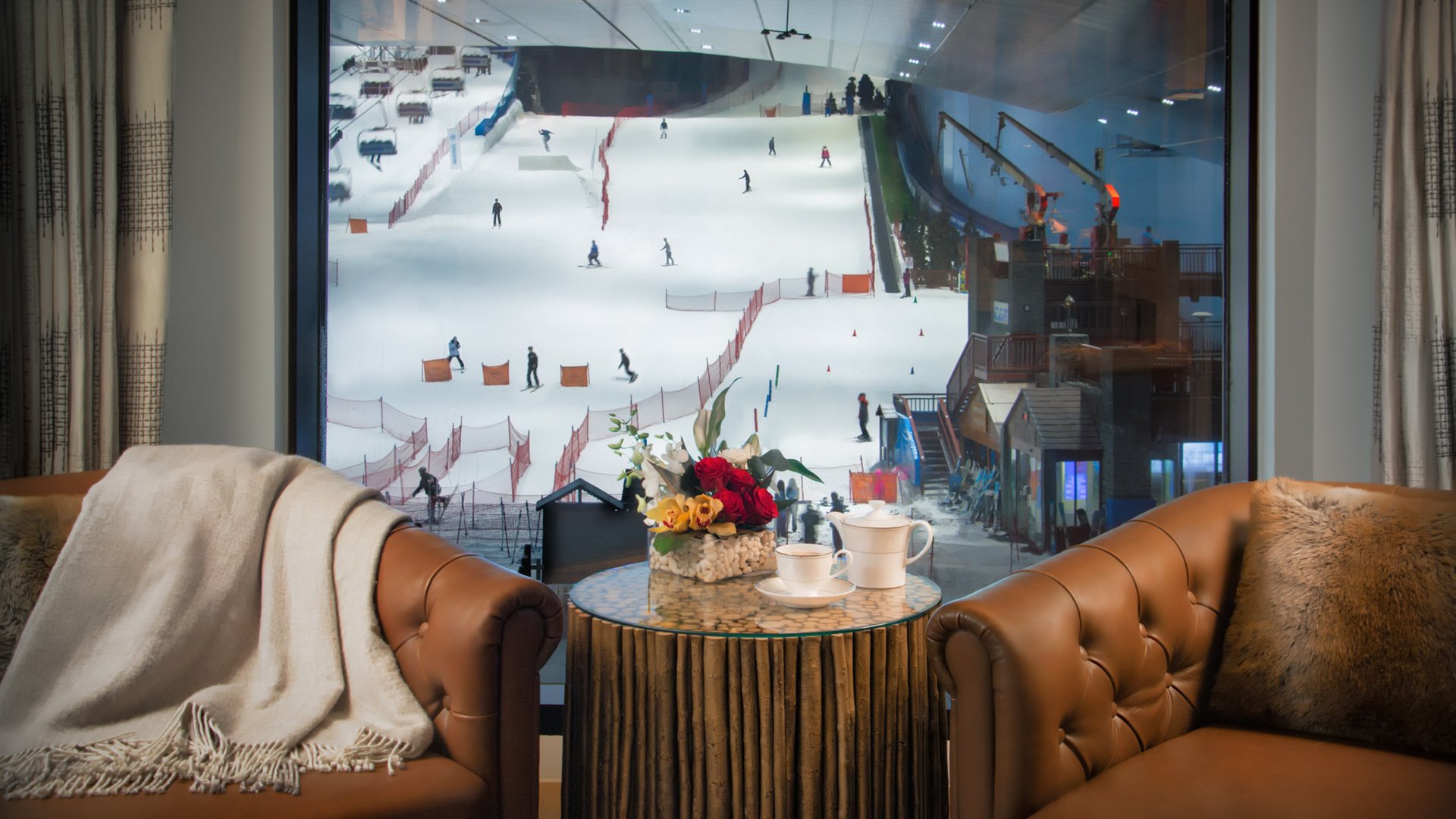 Ski Dubai view from Aspen Ski Chalet at Kempinski Hotel Mall of the Emirates