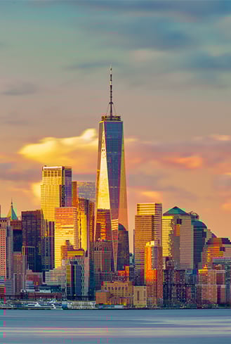 Early morning Manhattan view from Jersey City.