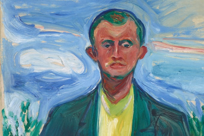 Edvard Munch, Selbstbildnis vor blauem Himmel, 1908, © Munchmusset, Oslo